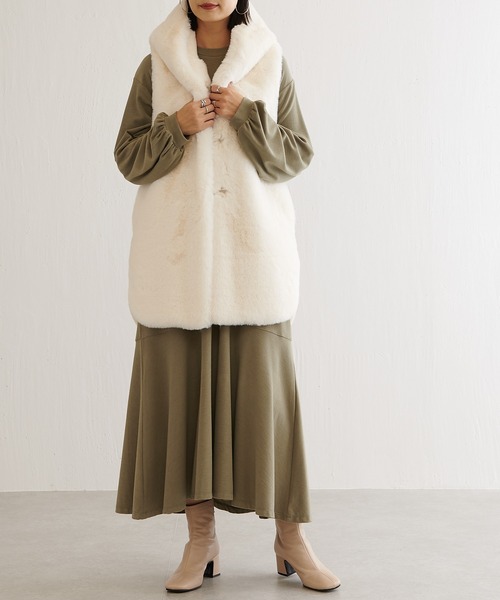 BONbazaar（ボンバザール）の「★OT★裾フレア切替ワンピース（ワンピース・レディース・カーキ/オフホワイト/チャコールグレー・FREE）」の7枚目の写真