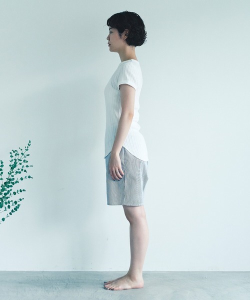 note et silence （ノートエシロンス）の「_◇et sort. コットンカシミヤジャガードテレコフレンチプルオーバー（Tシャツ/カットソー・レディース・ホワイト/ブラック・FREE）」の4枚目の写真