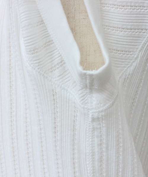 note et silence （ノートエシロンス）の「_◇et sort. コットンカシミヤジャガードテレコフレンチプルオーバー（Tシャツ/カットソー・レディース・ホワイト/ブラック・FREE）」の8枚目の写真