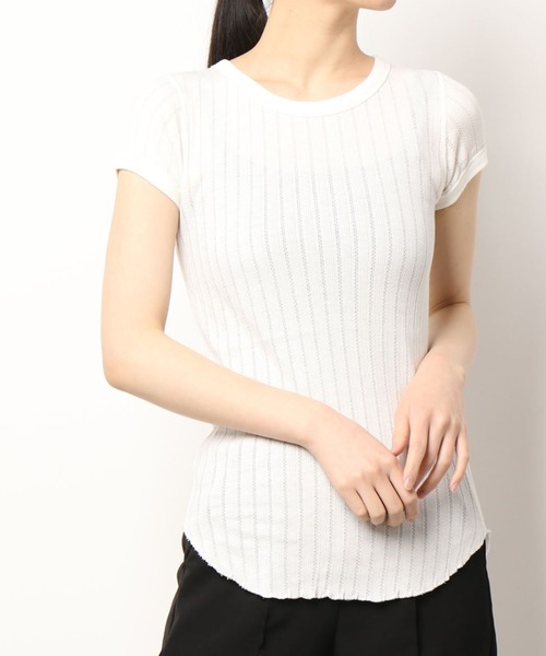 note et silence （ノートエシロンス）の「_◇et sort. コットンカシミヤジャガードテレコフレンチプルオーバー（Tシャツ/カットソー・レディース・ホワイト/ブラック・FREE）」の14枚目の写真