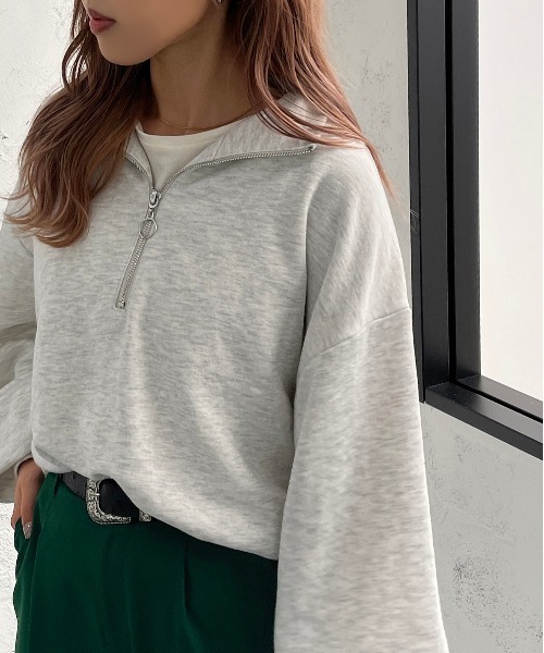 apres jour mignon(アプレジュールミニョン)の「ハーフジップスウェット【ZOZOTOWN限定アイテム】(スウェット・レディース・ブラック/パープル/マスタード/ナチュラル・X-LARGE/フリー)」の3枚目の写真