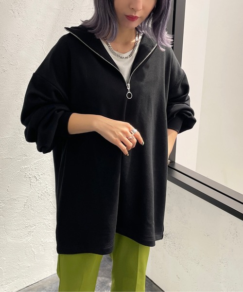 apres jour mignon(アプレジュールミニョン)の「ハーフジップスウェット【ZOZOTOWN限定アイテム】(スウェット・レディース・ブラック/パープル/マスタード/ナチュラル・X-LARGE/フリー)」の2枚目の写真