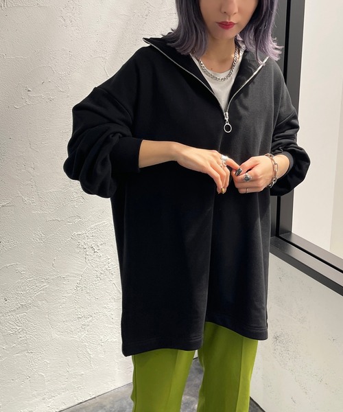 apres jour mignon(アプレジュールミニョン)の「ハーフジップスウェット【ZOZOTOWN限定アイテム】(スウェット・レディース・ブラック/パープル/マスタード/ナチュラル・X-LARGE/フリー)」の5枚目の写真