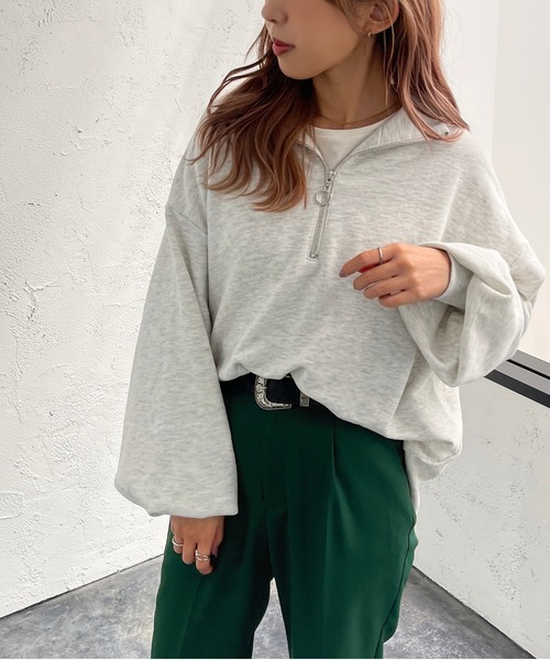 apres jour mignon(アプレジュールミニョン)の「ハーフジップスウェット【ZOZOTOWN限定アイテム】(スウェット・レディース・ブラック/パープル/マスタード/ナチュラル・X-LARGE/フリー)」の10枚目の写真