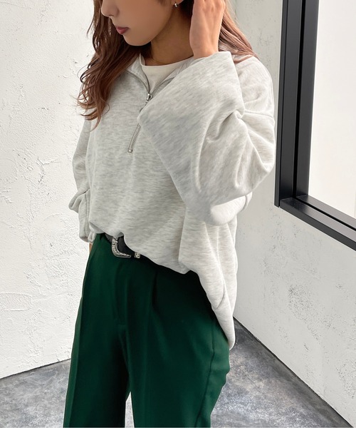 apres jour mignon(アプレジュールミニョン)の「ハーフジップスウェット【ZOZOTOWN限定アイテム】(スウェット・レディース・ブラック/パープル/マスタード/ナチュラル・X-LARGE/フリー)」の6枚目の写真