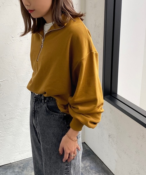 apres jour mignon(アプレジュールミニョン)の「ハーフジップスウェット【ZOZOTOWN限定アイテム】(スウェット・レディース・ブラック/パープル/マスタード/ナチュラル・X-LARGE/フリー)」の8枚目の写真