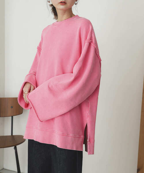 SENSE OF PLACE by URBAN RESEARCH（センスオブプレイスバイアーバンリサーチ）の「『ユニセックス』エクストラルーズケミカルスウェット（スウェット・メンズ・ライトブルー/ブラック/ピンク/イエロー/ブルー/ミント・MEDIUM/LARGE）」の6枚目の写真