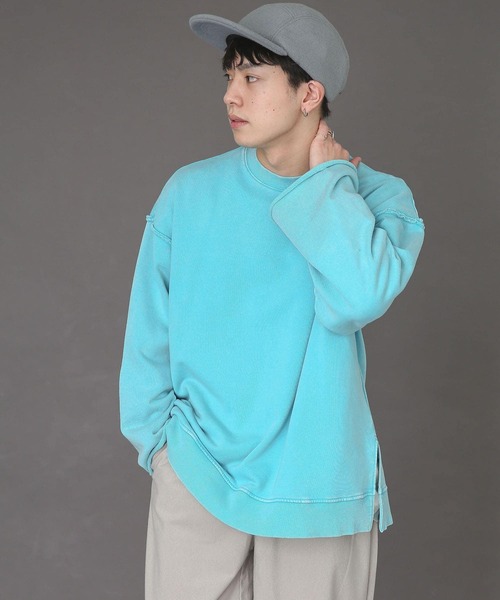 SENSE OF PLACE by URBAN RESEARCH（センスオブプレイスバイアーバンリサーチ）の「『ユニセックス』エクストラルーズケミカルスウェット（スウェット・メンズ・ライトブルー/ブラック/ピンク/イエロー/ブルー/ミント・MEDIUM/LARGE）」の7枚目の写真