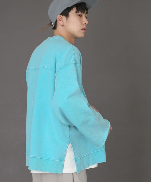 SENSE OF PLACE by URBAN RESEARCH（センスオブプレイスバイアーバンリサーチ）の「『ユニセックス』エクストラルーズケミカルスウェット（スウェット・メンズ・ライトブルー/ブラック/ピンク/イエロー/ブルー/ミント・MEDIUM/LARGE）」の14枚目の写真