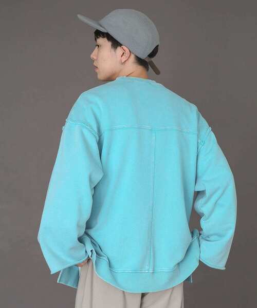 SENSE OF PLACE by URBAN RESEARCH（センスオブプレイスバイアーバンリサーチ）の「『ユニセックス』エクストラルーズケミカルスウェット（スウェット・メンズ・ライトブルー/ブラック/ピンク/イエロー/ブルー/ミント・MEDIUM/LARGE）」の15枚目の写真