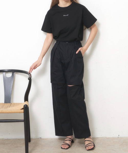 VANNIE U（ヴァニーユー）の「ニュアンスロゴTシャツ（Tシャツ/カットソー・レディース・ホワイト/ブラック/ベージュ/レッド/グリーン/ピンク・FREE）」の12枚目の写真