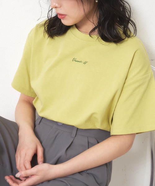 VANNIE U（ヴァニーユー）の「ニュアンスロゴTシャツ（Tシャツ/カットソー・レディース・ホワイト/ブラック/ベージュ/レッド/グリーン/ピンク・FREE）」の15枚目の写真