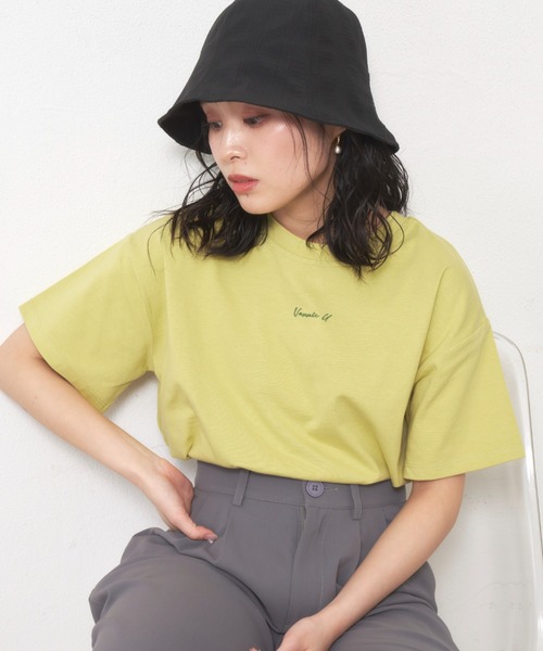 VANNIE U（ヴァニーユー）の「ニュアンスロゴTシャツ（Tシャツ/カットソー・レディース・ホワイト/ブラック/ベージュ/レッド/グリーン/ピンク・FREE）」の16枚目の写真