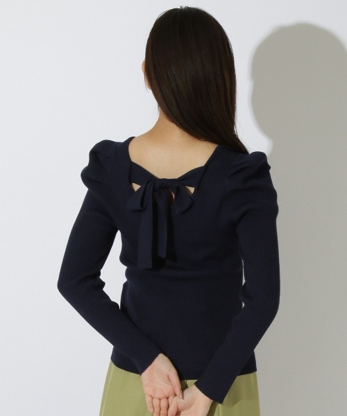 REDYAZEL（レディアゼル）の「バックリボンパワショルリブニット（ニット/セーター・レディース・オフホワイト/イエロー/ブルー/ネイビー・FREE）」の18枚目の写真