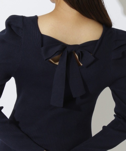 REDYAZEL（レディアゼル）の「バックリボンパワショルリブニット（ニット/セーター・レディース・オフホワイト/イエロー/ブルー/ネイビー・FREE）」の21枚目の写真