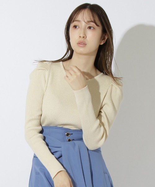 REDYAZEL（レディアゼル）の「バックリボンパワショルリブニット（ニット/セーター・レディース・オフホワイト/イエロー/ブルー/ネイビー・FREE）」の6枚目の写真