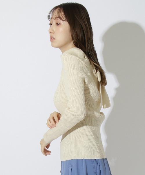 REDYAZEL（レディアゼル）の「バックリボンパワショルリブニット（ニット/セーター・レディース・オフホワイト/イエロー/ブルー/ネイビー・FREE）」の8枚目の写真