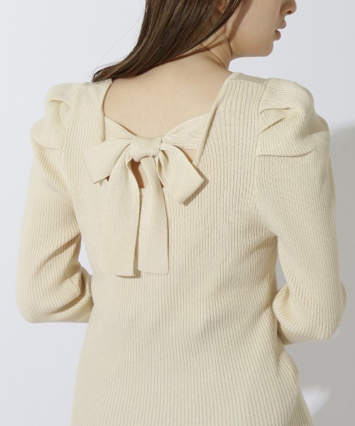 REDYAZEL（レディアゼル）の「バックリボンパワショルリブニット（ニット/セーター・レディース・オフホワイト/イエロー/ブルー/ネイビー・FREE）」の11枚目の写真