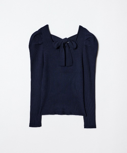 REDYAZEL（レディアゼル）の「バックリボンパワショルリブニット（ニット/セーター・レディース・オフホワイト/イエロー/ブルー/ネイビー・FREE）」の12枚目の写真