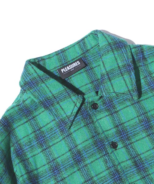 PLEASURES(プレジャー)の「PLEASURES/プレジャーズ PLVODKA FLANNEL ネルシャツ チェック グラフィックプリント(シャツ/ブラウス・メンズ・ピンク/グリーン・L/M/XL)」の5枚目の写真