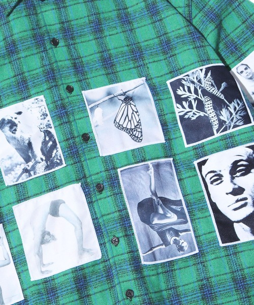 PLEASURES(プレジャー)の「PLEASURES/プレジャーズ PLVODKA FLANNEL ネルシャツ チェック グラフィックプリント(シャツ/ブラウス・メンズ・ピンク/グリーン・L/M/XL)」の7枚目の写真