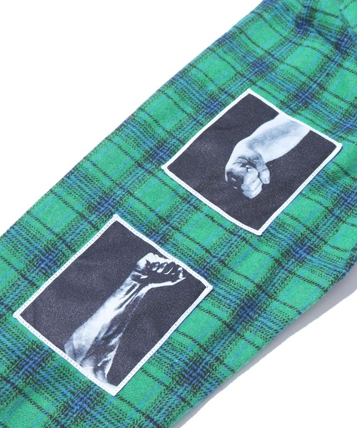 PLEASURES(プレジャー)の「PLEASURES/プレジャーズ PLVODKA FLANNEL ネルシャツ チェック グラフィックプリント(シャツ/ブラウス・メンズ・ピンク/グリーン・L/M/XL)」の10枚目の写真