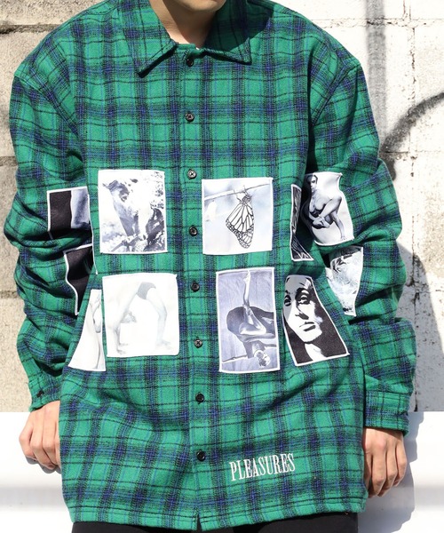 PLEASURES(プレジャー)の「PLEASURES/プレジャーズ PLVODKA FLANNEL ネルシャツ チェック グラフィックプリント(シャツ/ブラウス・メンズ・ピンク/グリーン・L/M/XL)」の17枚目の写真