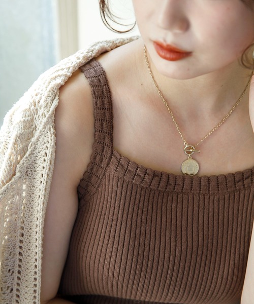 SLURR(スラ―)の「オーガニックコットンリブニットキャミ(キャミソール・レディース・グレー/アイボリー/ブラック/チョコ・FREE)」の4枚目の写真