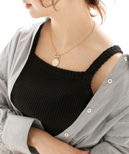 SLURR(スラ―)の「オーガニックコットンリブニットキャミ(キャミソール・レディース・グレー/アイボリー/ブラック/チョコ・FREE)」の3枚目の写真