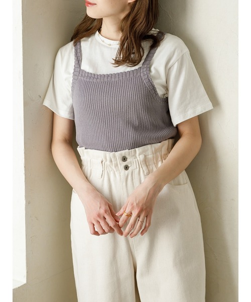 SLURR(スラ―)の「オーガニックコットンリブニットキャミ(キャミソール・レディース・グレー/アイボリー/ブラック/チョコ・FREE)」の8枚目の写真