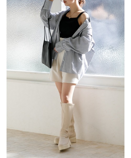 SLURR(スラ―)の「オーガニックコットンリブニットキャミ(キャミソール・レディース・グレー/アイボリー/ブラック/チョコ・FREE)」の7枚目の写真