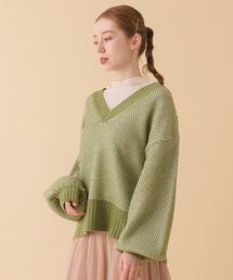 Paradise Picnic（パラダイスピクニック）の「配色つぶつぶ柄Vネックニット（ニット/セーター）」