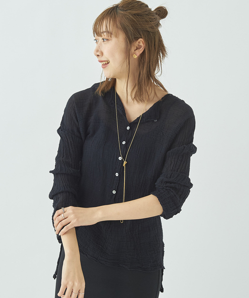 plage（プラージュ）の「【LES ATELIERS FRANCAIS DE CONFECTION】SP HENLY NECK L/SL シャツ◆（シャツ/ブラウス・レディース・カーキ/ホワイト/ブラック/ホワイト系その他・FREE）」の7枚目の写真