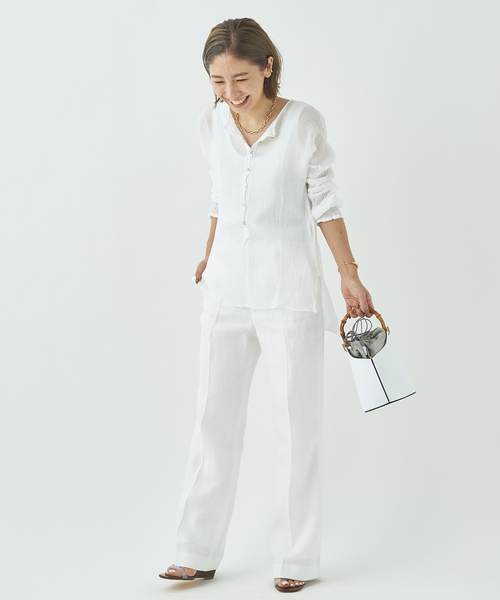 plage（プラージュ）の「【LES ATELIERS FRANCAIS DE CONFECTION】SP HENLY NECK L/SL シャツ◆（シャツ/ブラウス・レディース・カーキ/ホワイト/ブラック/ホワイト系その他・FREE）」の9枚目の写真