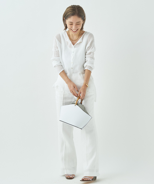 plage（プラージュ）の「【LES ATELIERS FRANCAIS DE CONFECTION】SP HENLY NECK L/SL シャツ◆（シャツ/ブラウス・レディース・カーキ/ホワイト/ブラック/ホワイト系その他・FREE）」の10枚目の写真