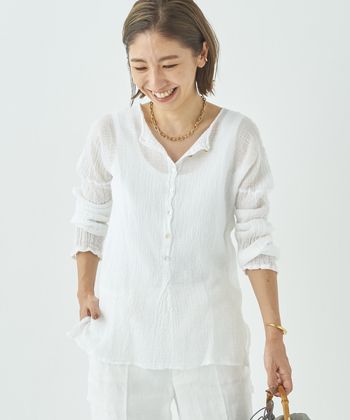 plage アトリエフランセ　SP HENLY NECK L/SL シャツ Plage アトリエフランセ SP HENLY NECK L/SL シャツ