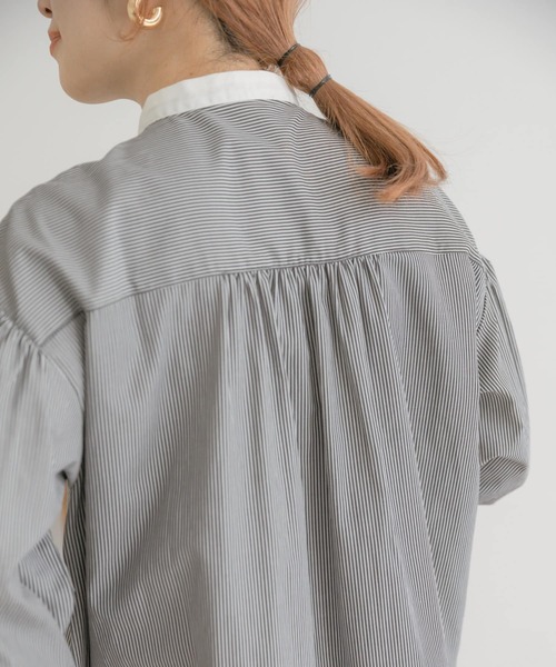 ITEMS URBANRESEARCH（アイテムズ アーバンリサーチ）の「クレリックストライプシャツ（シャツ/ブラウス・レディース・グリーン/ブルー/ブラック・FREE）」の5枚目の写真