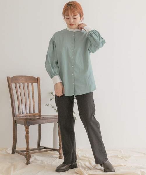 ITEMS URBANRESEARCH（アイテムズ アーバンリサーチ）の「クレリックストライプシャツ（シャツ/ブラウス・レディース・グリーン/ブルー/ブラック・FREE）」の11枚目の写真