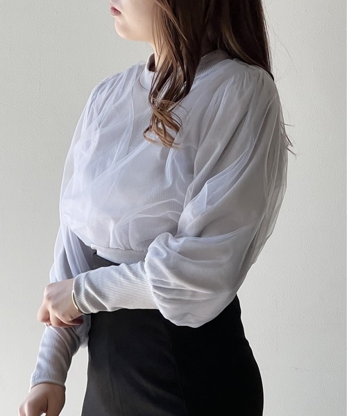 one way（ワンウェイ）の「チュールレイヤードトップス（Tシャツ/カットソー・レディース・ホワイト/ライトグレー/ブラック/ライトピンク・FREE）」の18枚目の写真