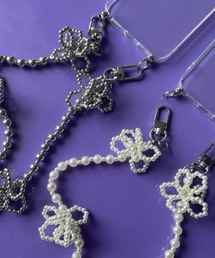 Casselini(キャセリーニ)フェイクパールモバイルストラップ＆クリアiPhoneケース