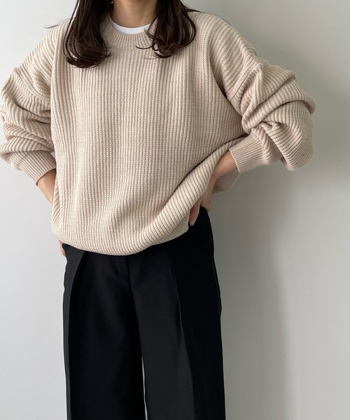 LE MORE(リモア)の「パステルカラーニットプルオーバー(ニット/セーター・レディース・アイボリー/ベージュ/オレンジ/グリーン/ラベンダー・FREE)」の3枚目の写真