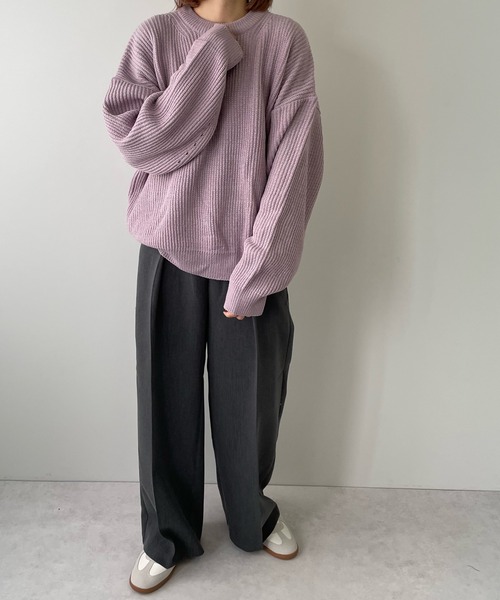 LE MORE(リモア)の「パステルカラーニットプルオーバー(ニット/セーター・レディース・アイボリー/ベージュ/オレンジ/グリーン/ラベンダー・FREE)」の12枚目の写真