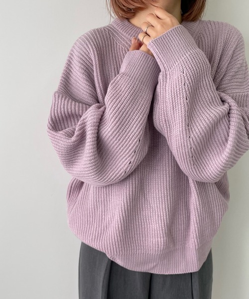 LE MORE(リモア)の「パステルカラーニットプルオーバー(ニット/セーター・レディース・アイボリー/ベージュ/オレンジ/グリーン/ラベンダー・FREE)」の11枚目の写真