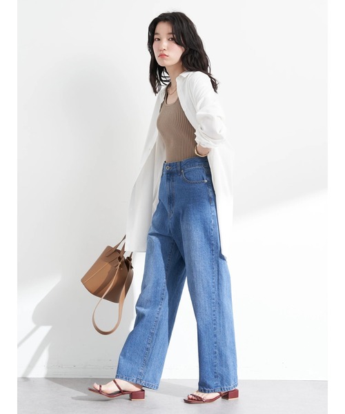 earth music&ecology（アースミュージックアンドエコロジー）の「リサイクルポリエステルブレンドニットタンクトップ（タンクトップ・レディース・チャコールグレー/アイボリー/モカ/ライトカーキ・S/M）」の10枚目の写真