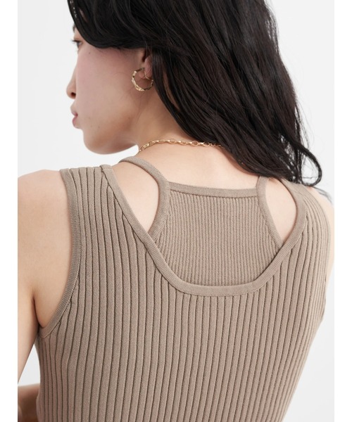 earth music&ecology（アースミュージックアンドエコロジー）の「リサイクルポリエステルブレンドニットタンクトップ（タンクトップ・レディース・チャコールグレー/アイボリー/モカ/ライトカーキ・S/M）」の13枚目の写真