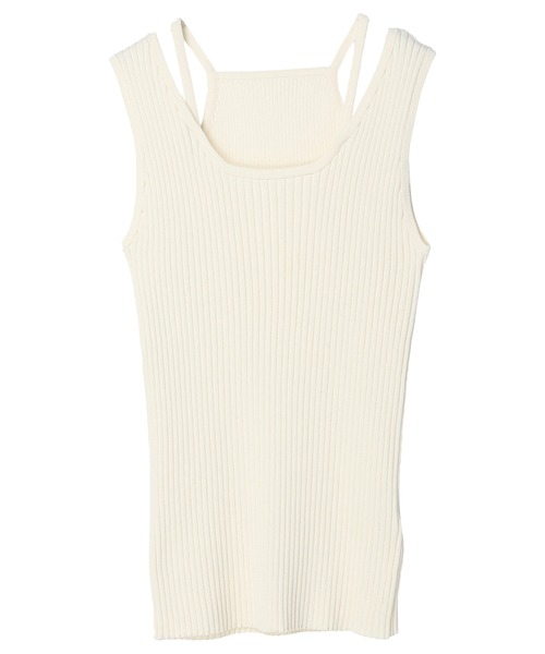 earth music&ecology（アースミュージックアンドエコロジー）の「リサイクルポリエステルブレンドニットタンクトップ（タンクトップ・レディース・チャコールグレー/アイボリー/モカ/ライトカーキ・S/M）」の20枚目の写真