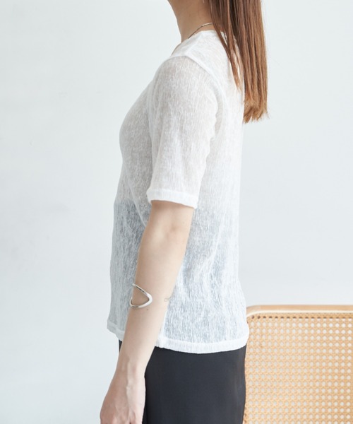 VANNIE U(ヴァニーユー)の「シアーミックスTシャツ(Tシャツ/カットソー・レディース・ホワイト/ブラック/ピンク/ブルー・FREE)」の7枚目の写真