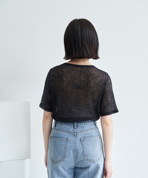 VANNIE U(ヴァニーユー)の「シアーミックスTシャツ(Tシャツ/カットソー・レディース・ホワイト/ブラック/ピンク/ブルー・FREE)」の14枚目の写真