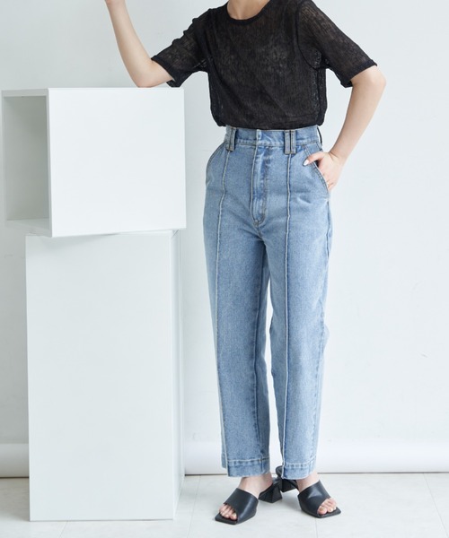 VANNIE U(ヴァニーユー)の「シアーミックスTシャツ(Tシャツ/カットソー・レディース・ホワイト/ブラック/ピンク/ブルー・FREE)」の18枚目の写真