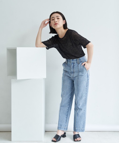 VANNIE U(ヴァニーユー)の「シアーミックスTシャツ(Tシャツ/カットソー・レディース・ホワイト/ブラック/ピンク/ブルー・FREE)」の21枚目の写真